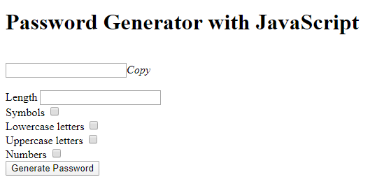 random password generator with prompts javascript