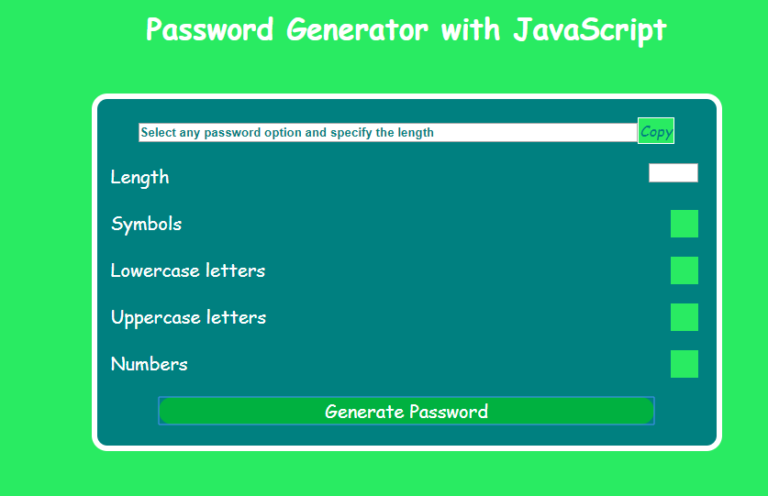 password generator in javascript